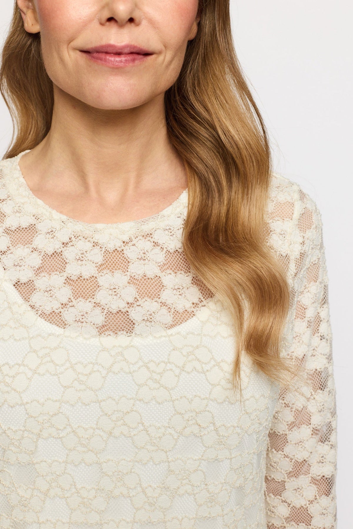 2-Biz Tilde Topp med Spets Beige