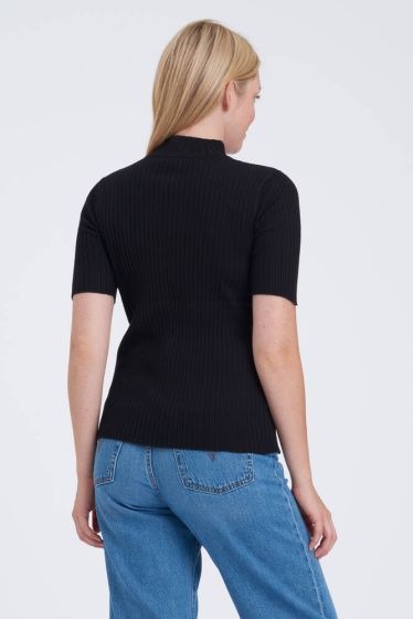 MICHA Ribbstickad viskos Black