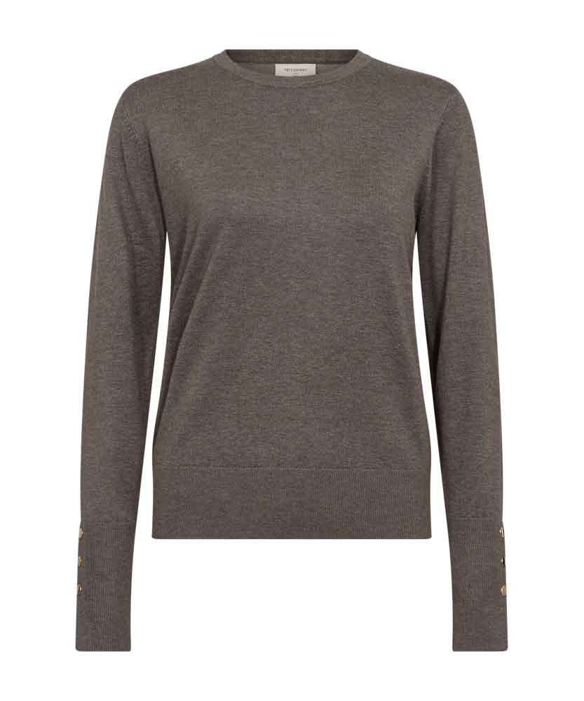 FreeQuent Jumper Katie med knappar Morel Melange