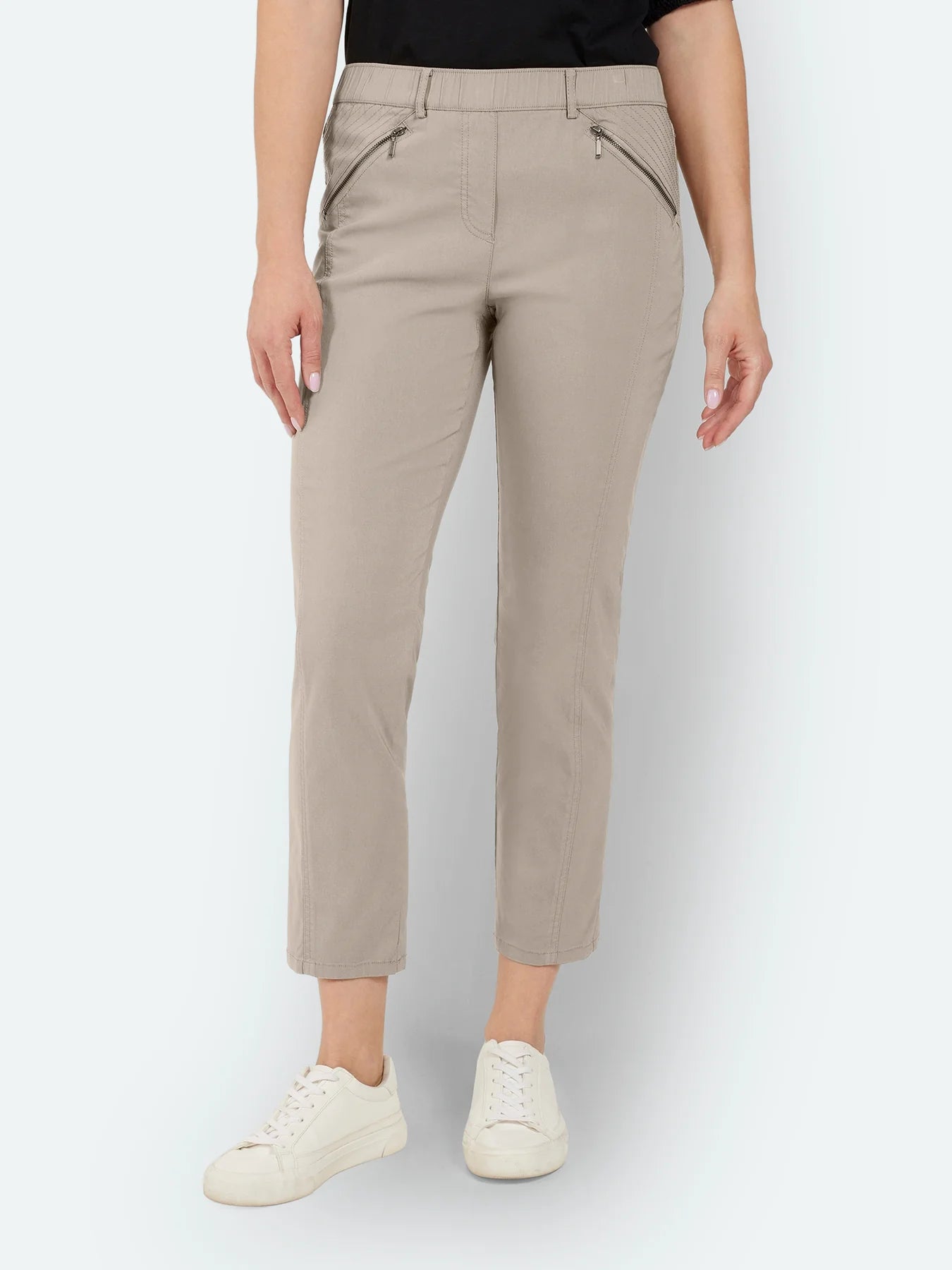 Brandtex Vardagsbyxor med Resår i Midjan Sand