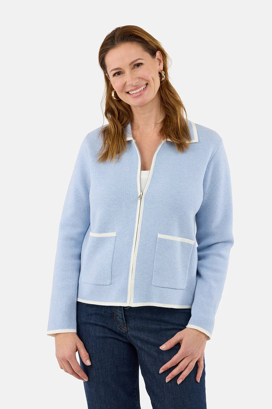 Brandtex Stickad Kofta Dam Blå