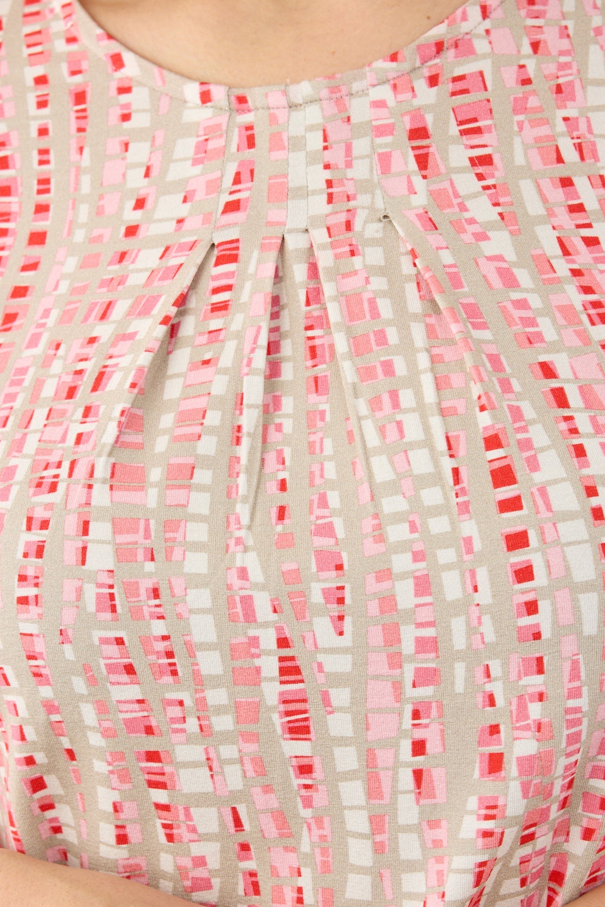 Brandtex 3/4-ärmad Mönstrad T-Shirt Röd