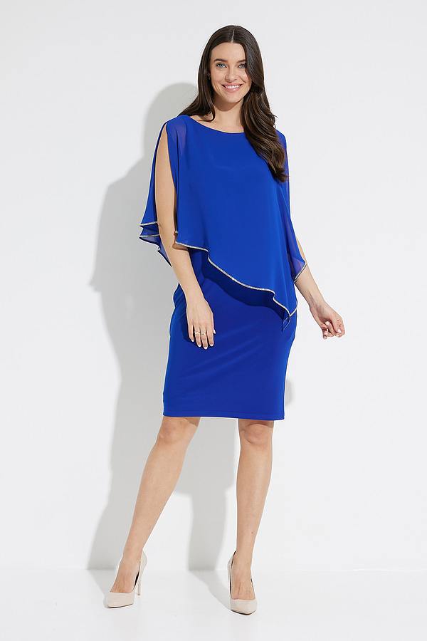 Joseph Ribkoff Layered Dress With Cape Overlay Sharp Blue