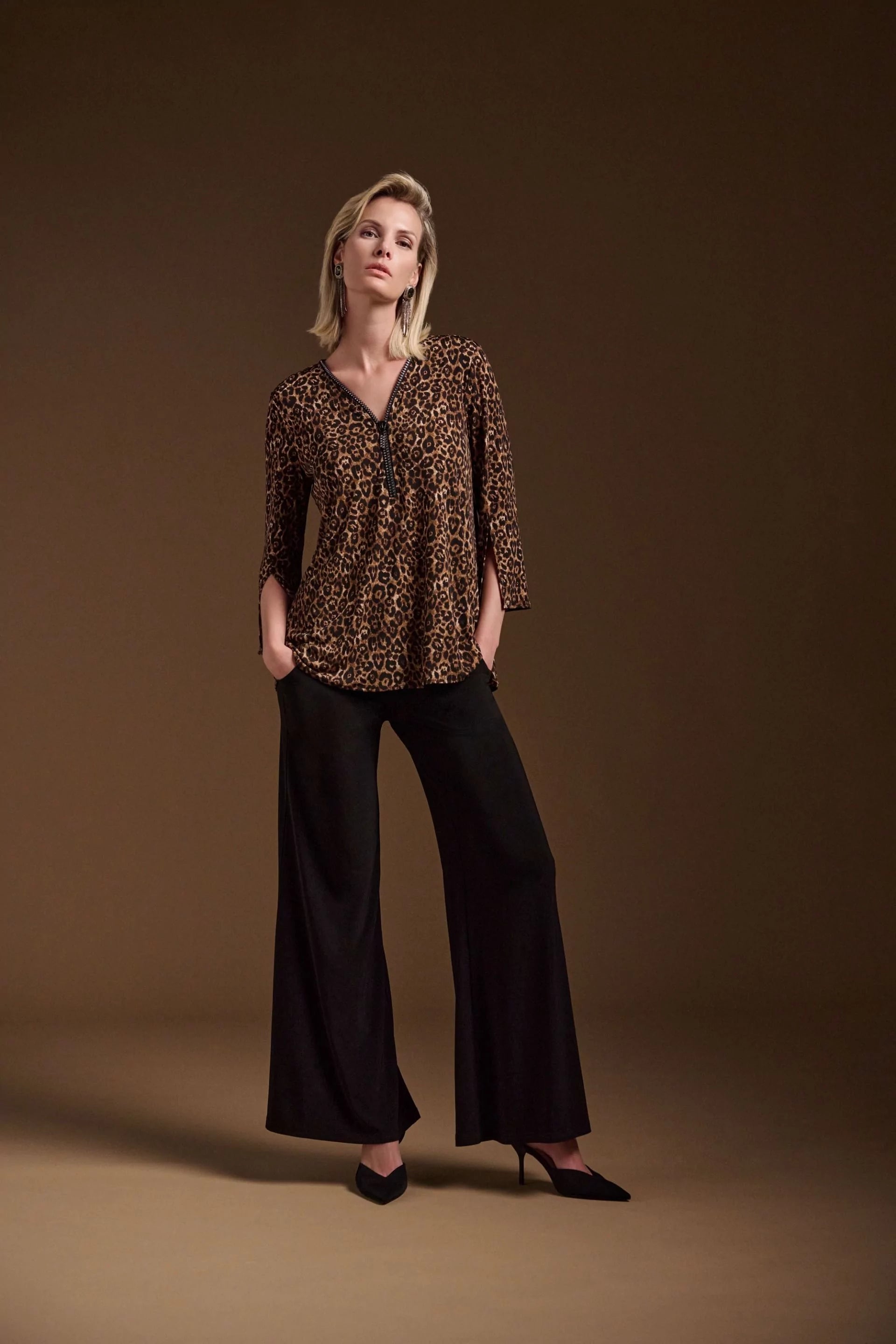 Joseph Ribkoff Animal Print Fit-and-Flare Tunic Leo