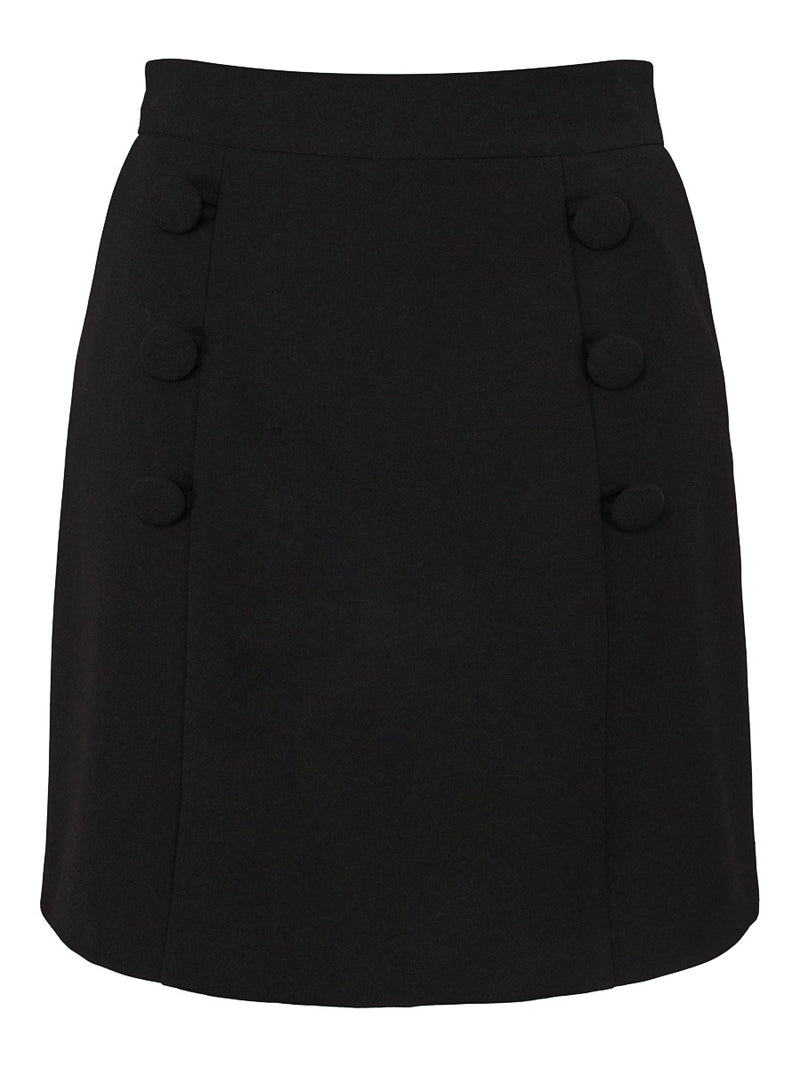HAUST Kort kjol Black m.knappar