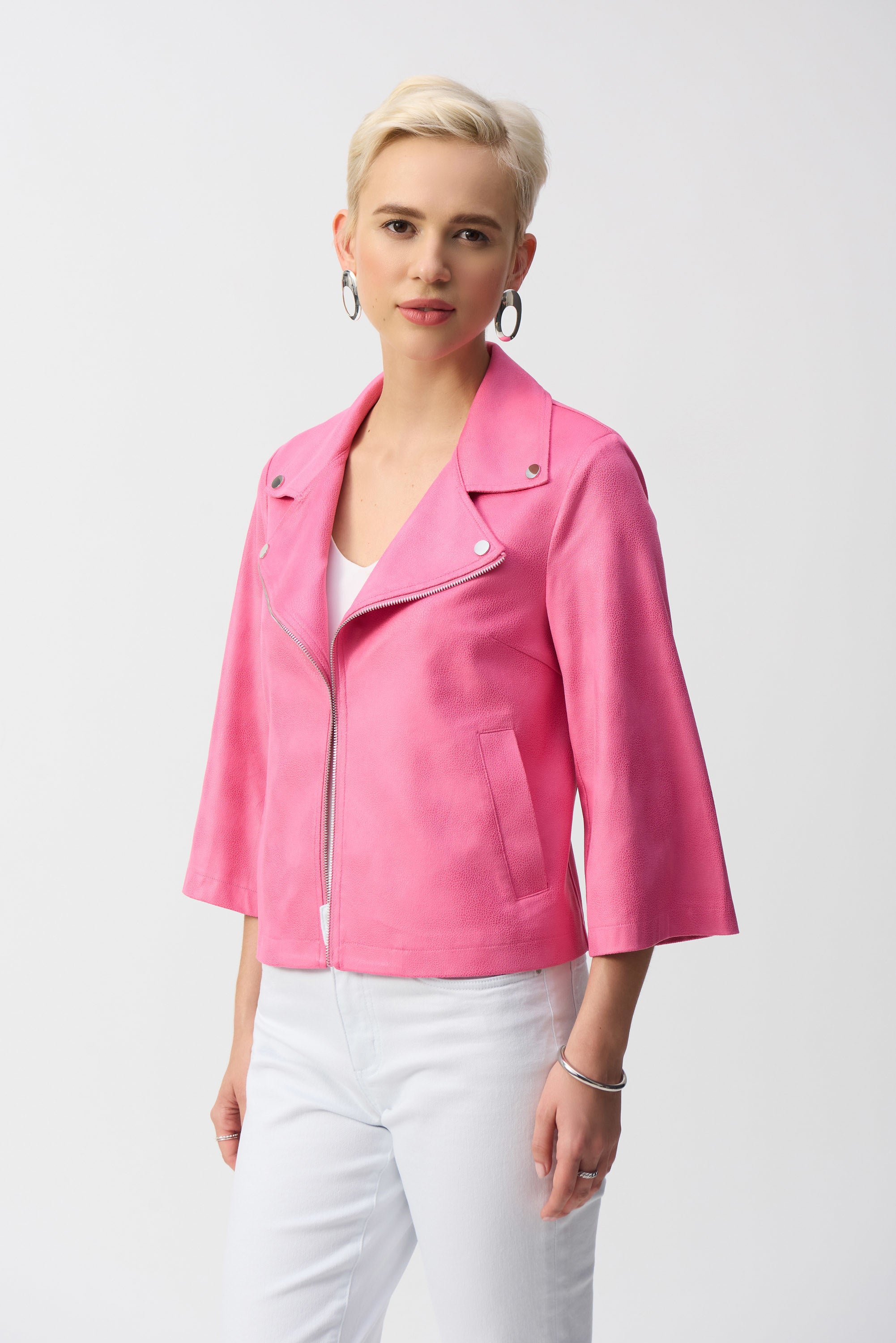 Joseph Ribkoff Mockaskinn Imitation Jacka Pink
