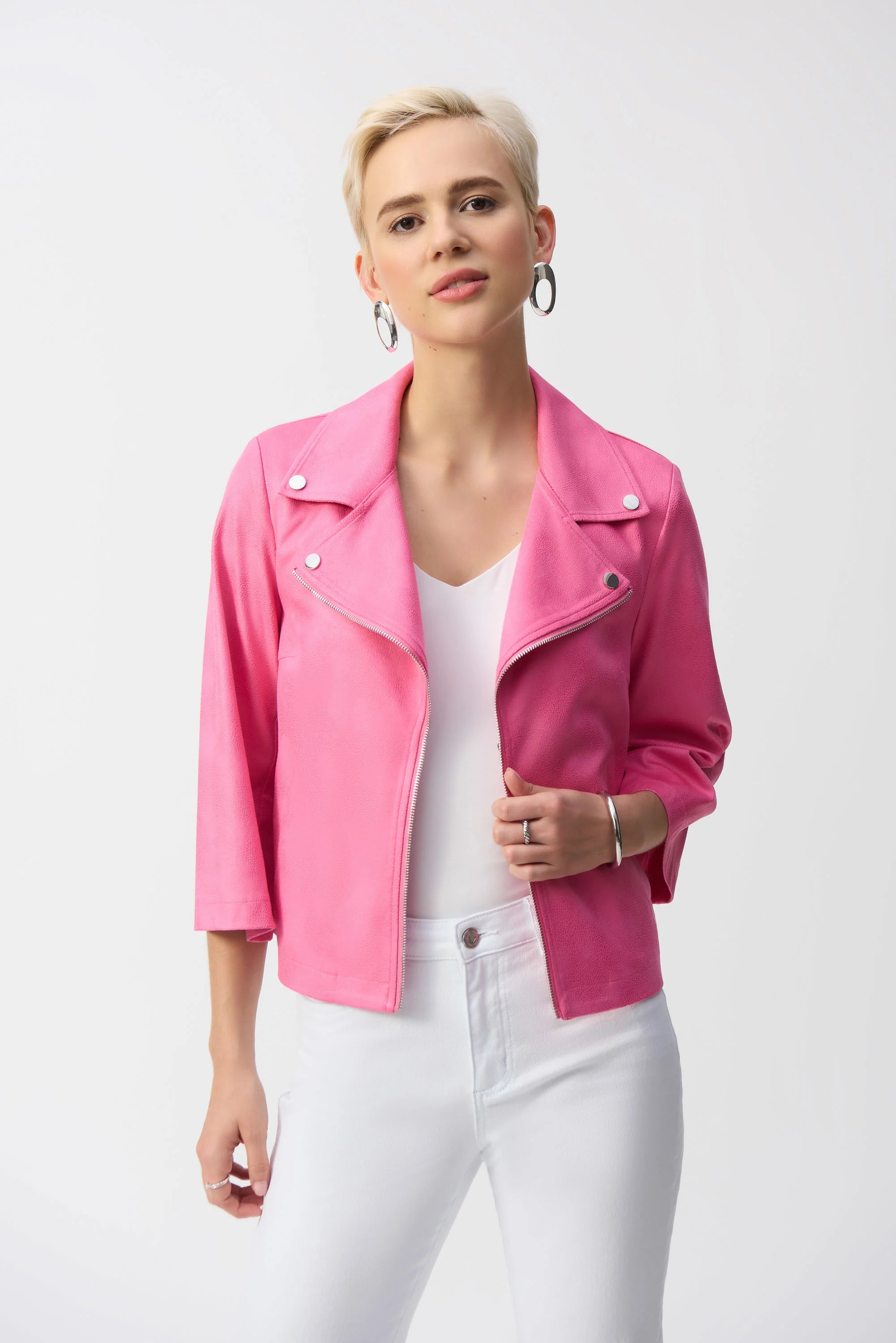 Joseph Ribkoff Mockaskinn Imitation Jacka Pink