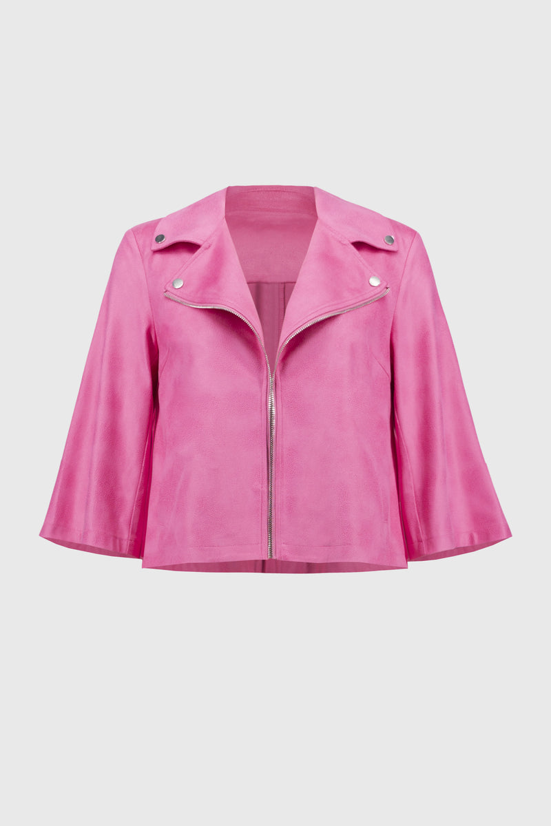 Joseph Ribkoff Mockaskinn Imitation Jacka Pink
