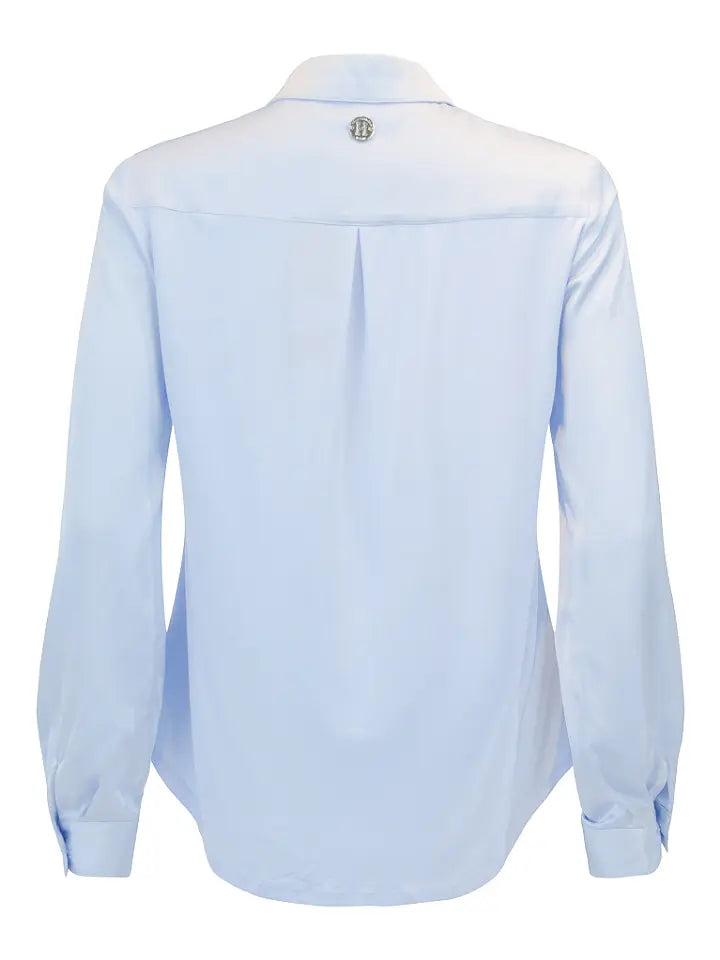 HAUST Satin V-ringad blus Light Blue