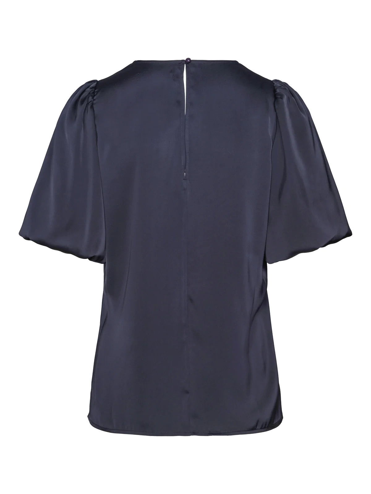 HAUST Silkig Blus V-ringning Marinblå