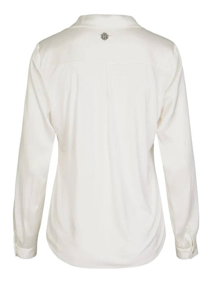 HAUST Satin V-ringad blus Cream