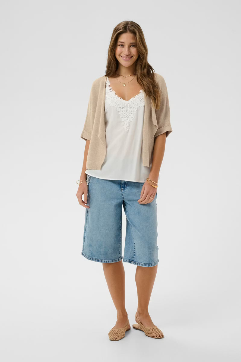 Cream Stickad Bolero CRSillar Beige Bomull