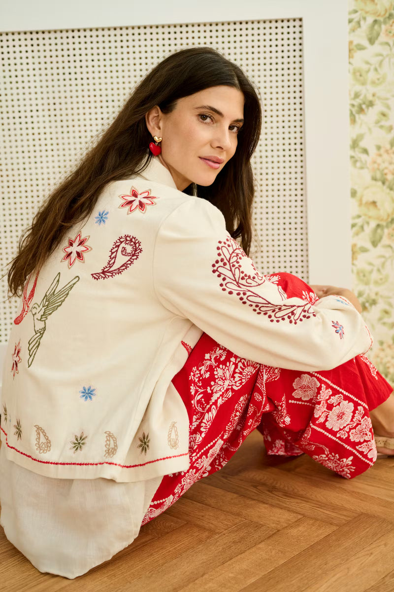 Cream Innejacka med broderier detaljer CRRosetta Beige
