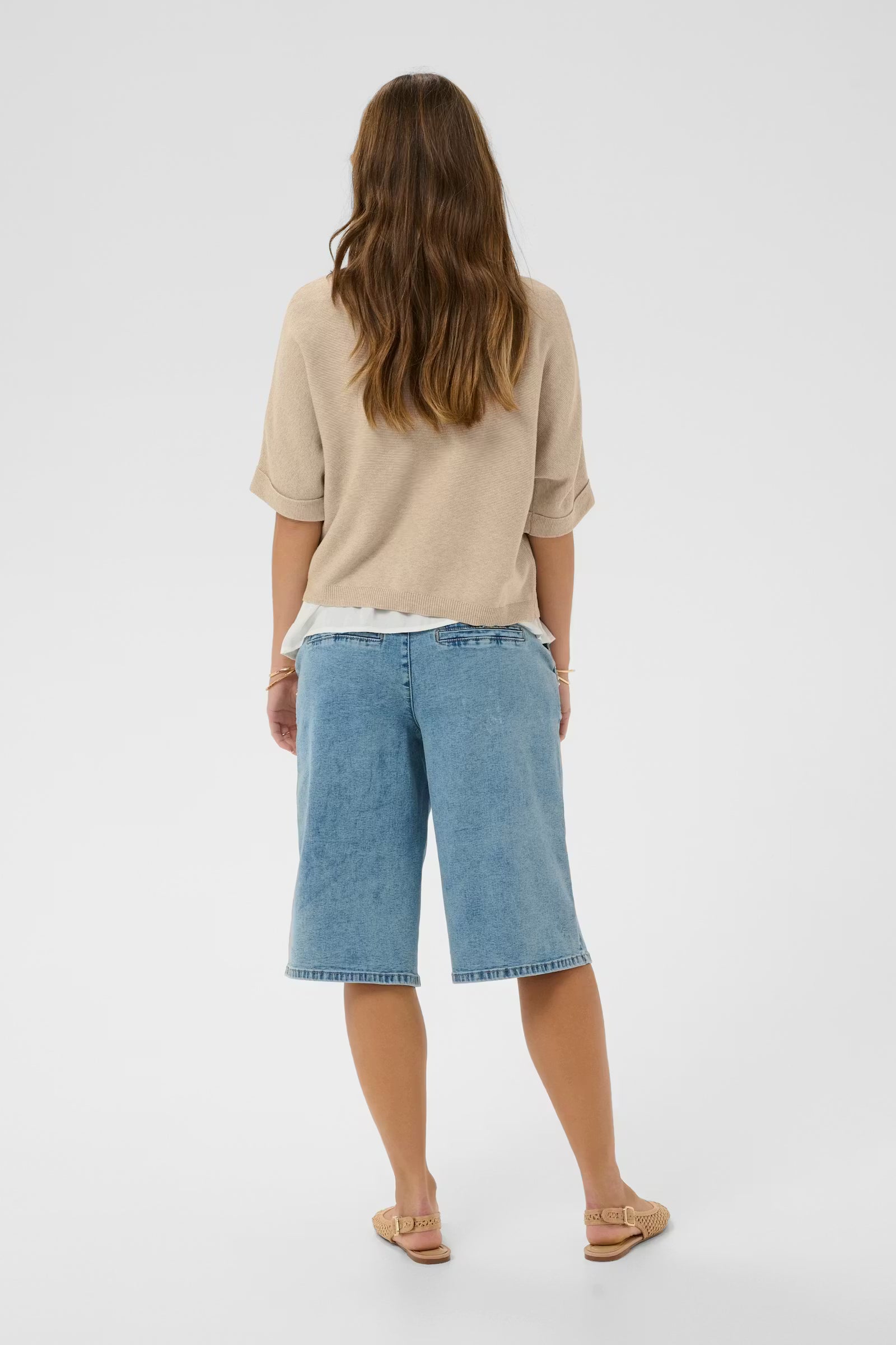 Cream Stickad Bolero CRSillar Beige Bomull