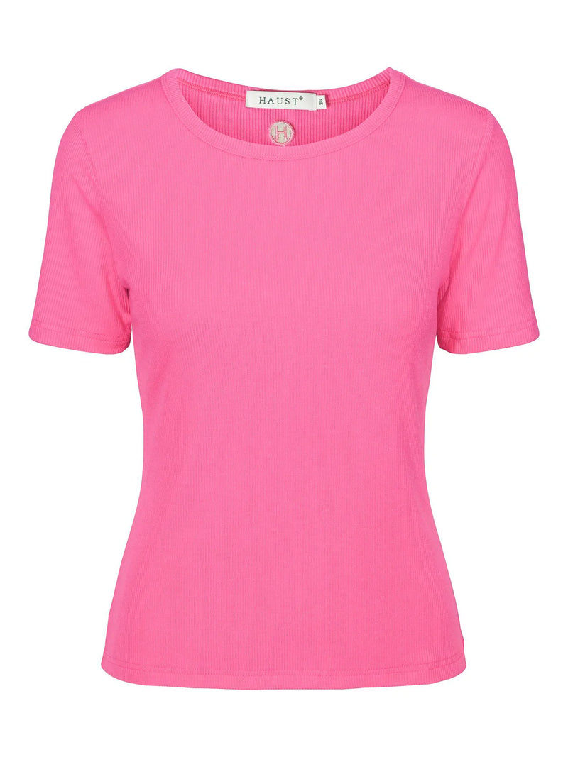 HAUST Ribbad Kortärmad Topp Fuchsia