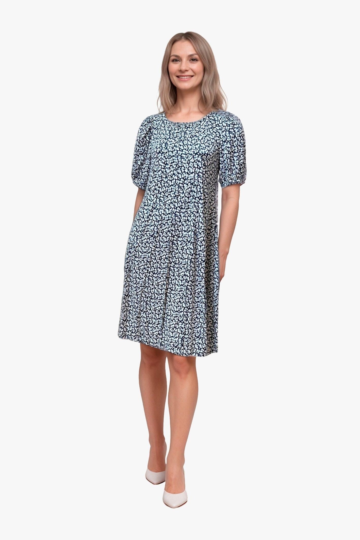 InFront Lucette Mönstrad Klänning 1/2 Sleeve Navy