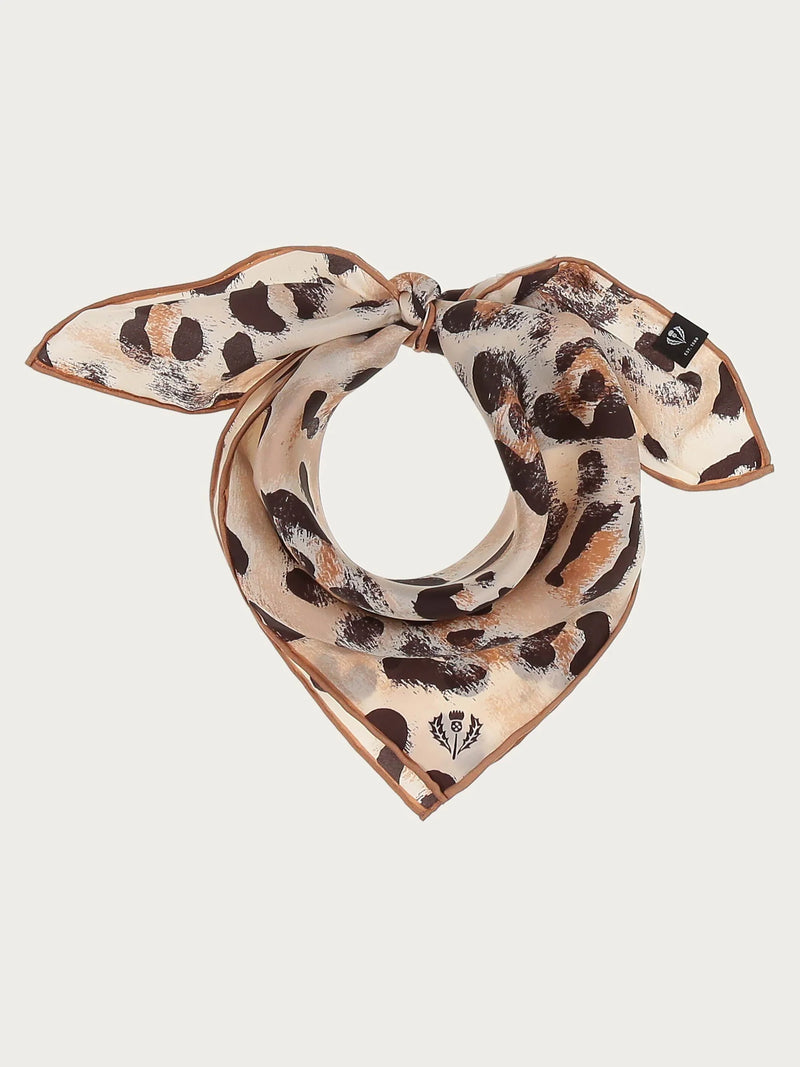 FRAAS Scarf i siden med djurtryck Brun