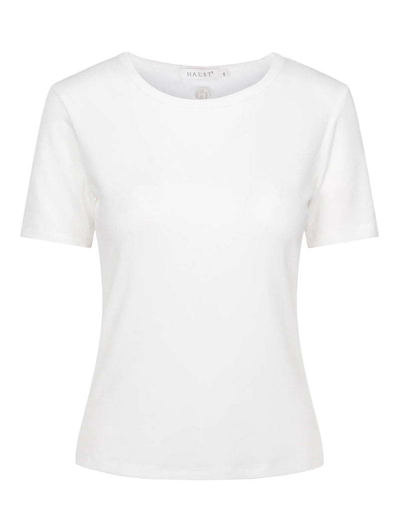 HAUST Ribbad Kortärmad Topp Vit