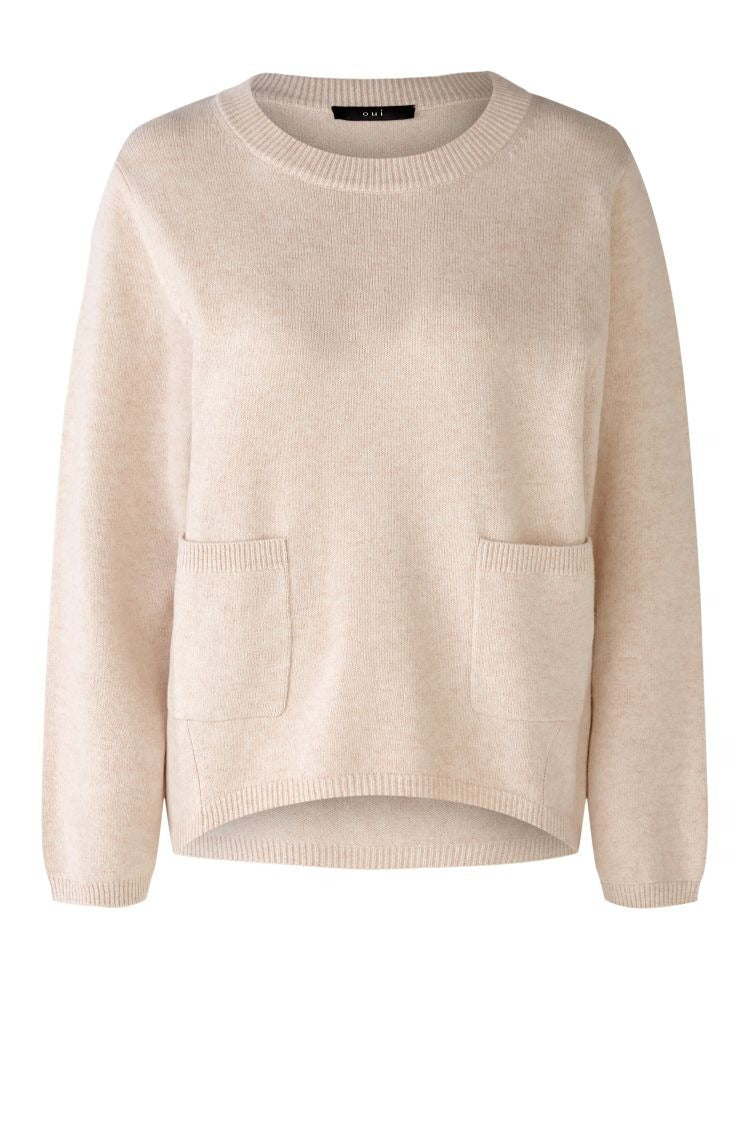 Oui Tröja i ullblandning Light beige melange
