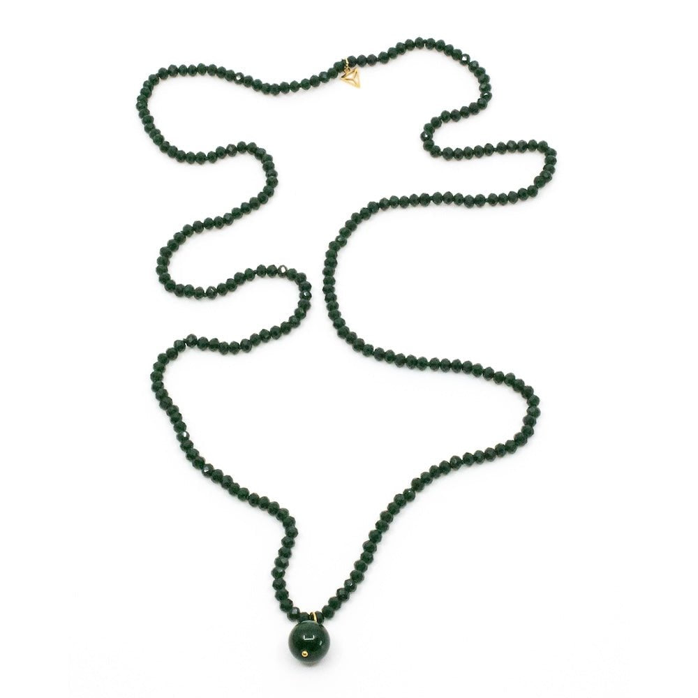 7EAST Halsband med glaspärlor och grön pärlberlock Grön