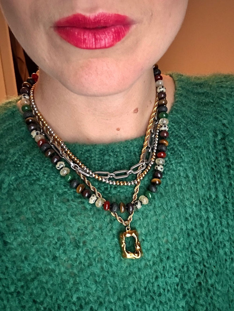 7EAST Halsband med grova ädelstenar Multi