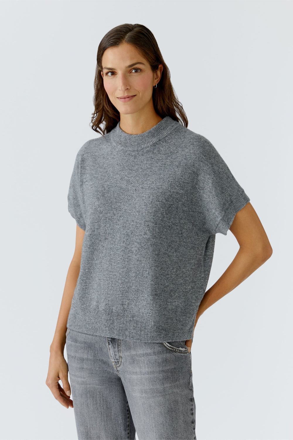 OUI Kortärmad Polotröja Grå