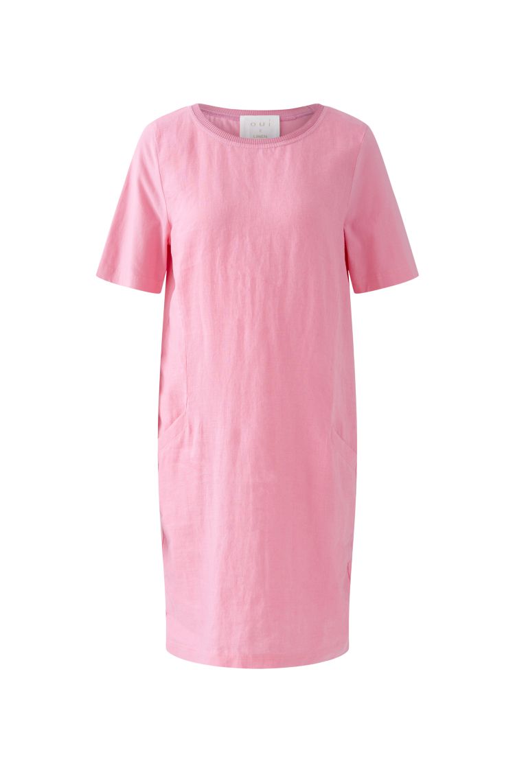 Oui enkel Linneklänning Rosa