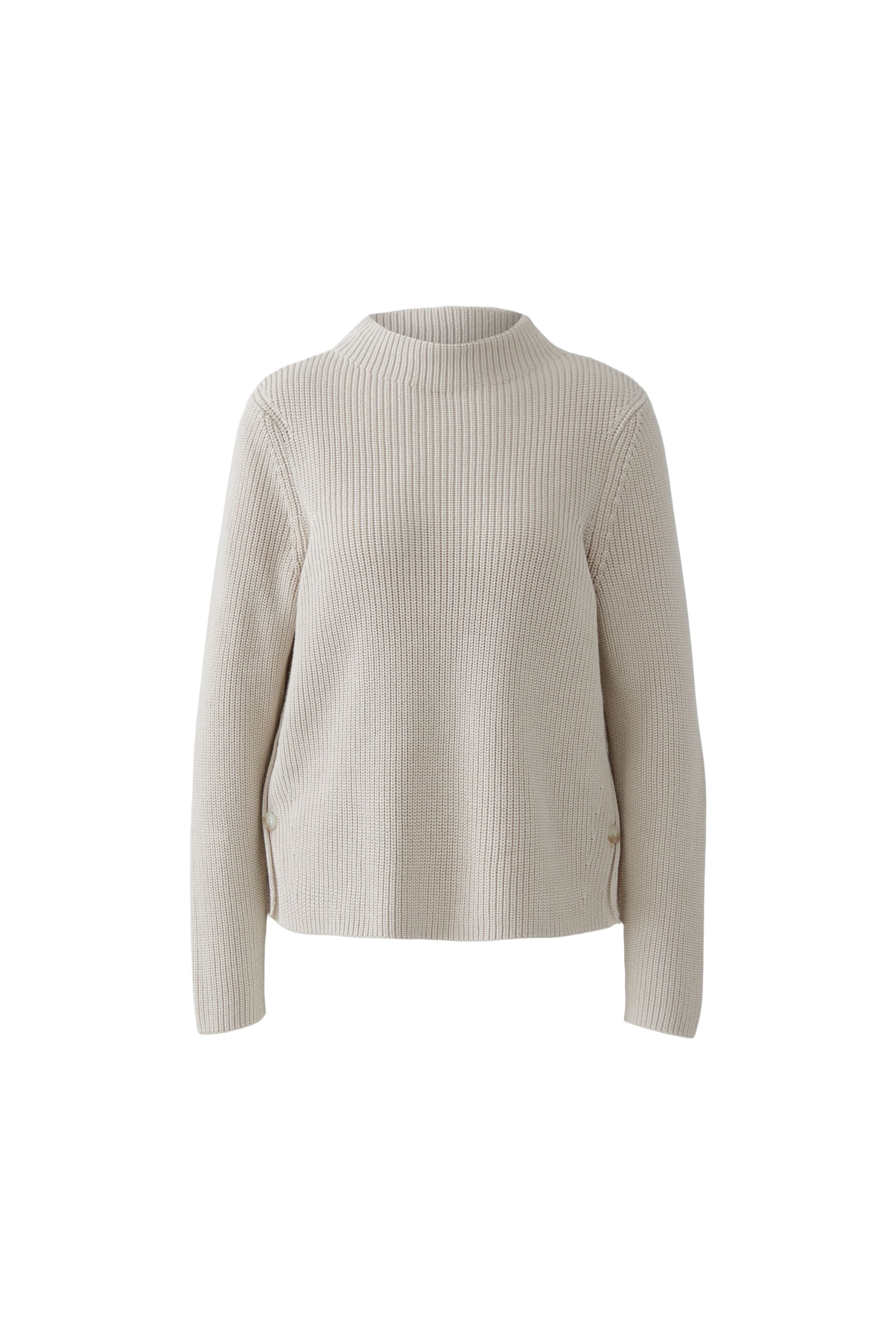 Oui Stickad Tröja i Bomullsblandning Beige