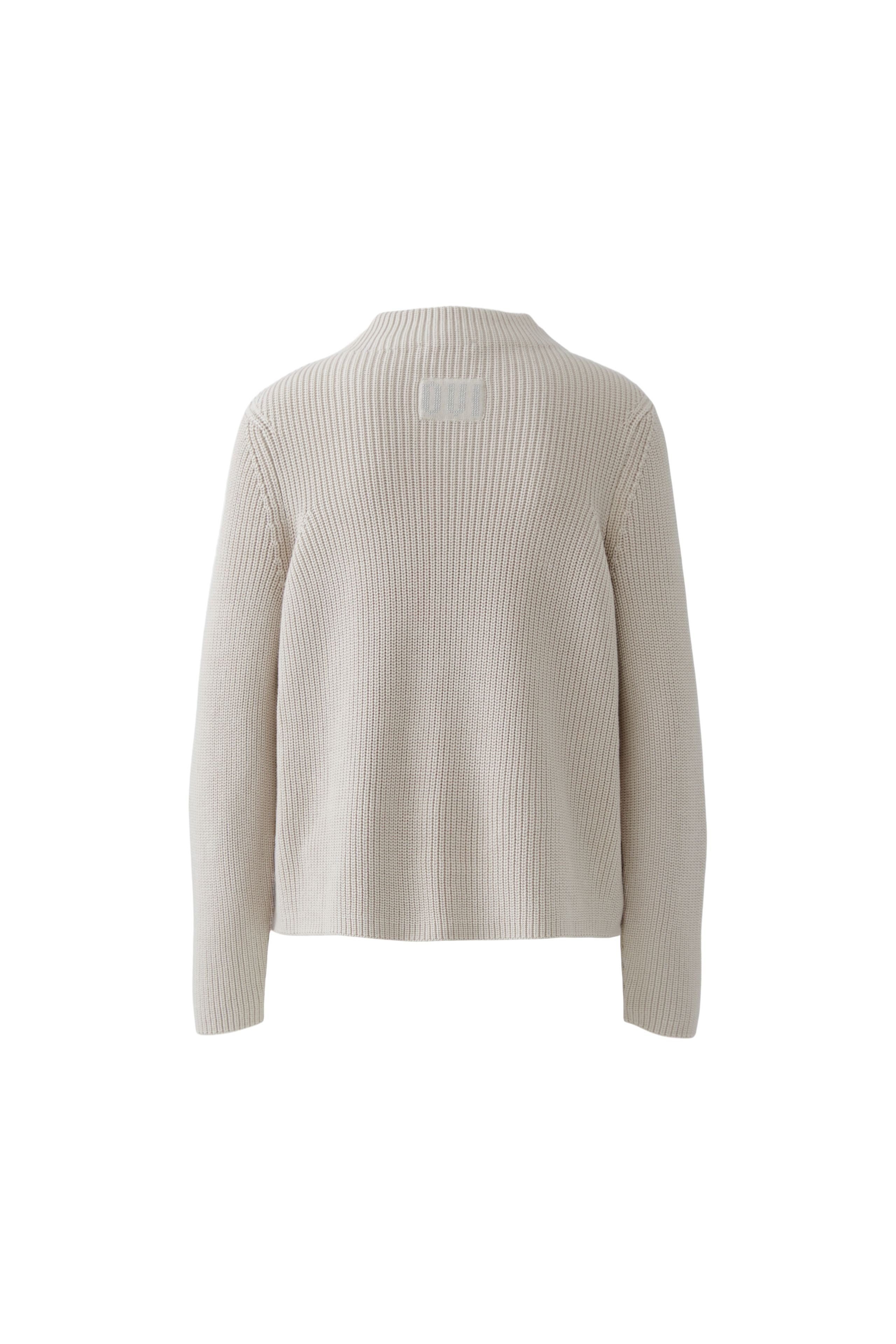 Oui Stickad Tröja i Bomullsblandning Beige