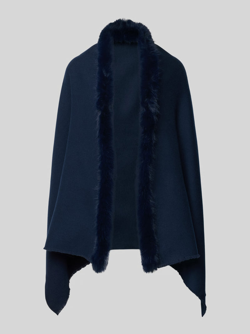 FRAAS Poncho med Fuskpäls Navy