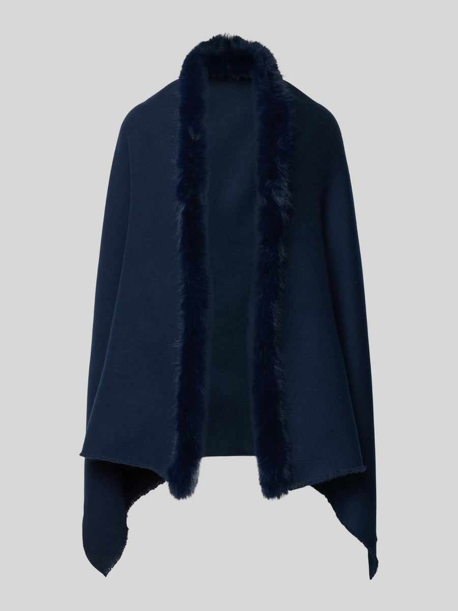 FRAAS Poncho med Fuskpäls Navy