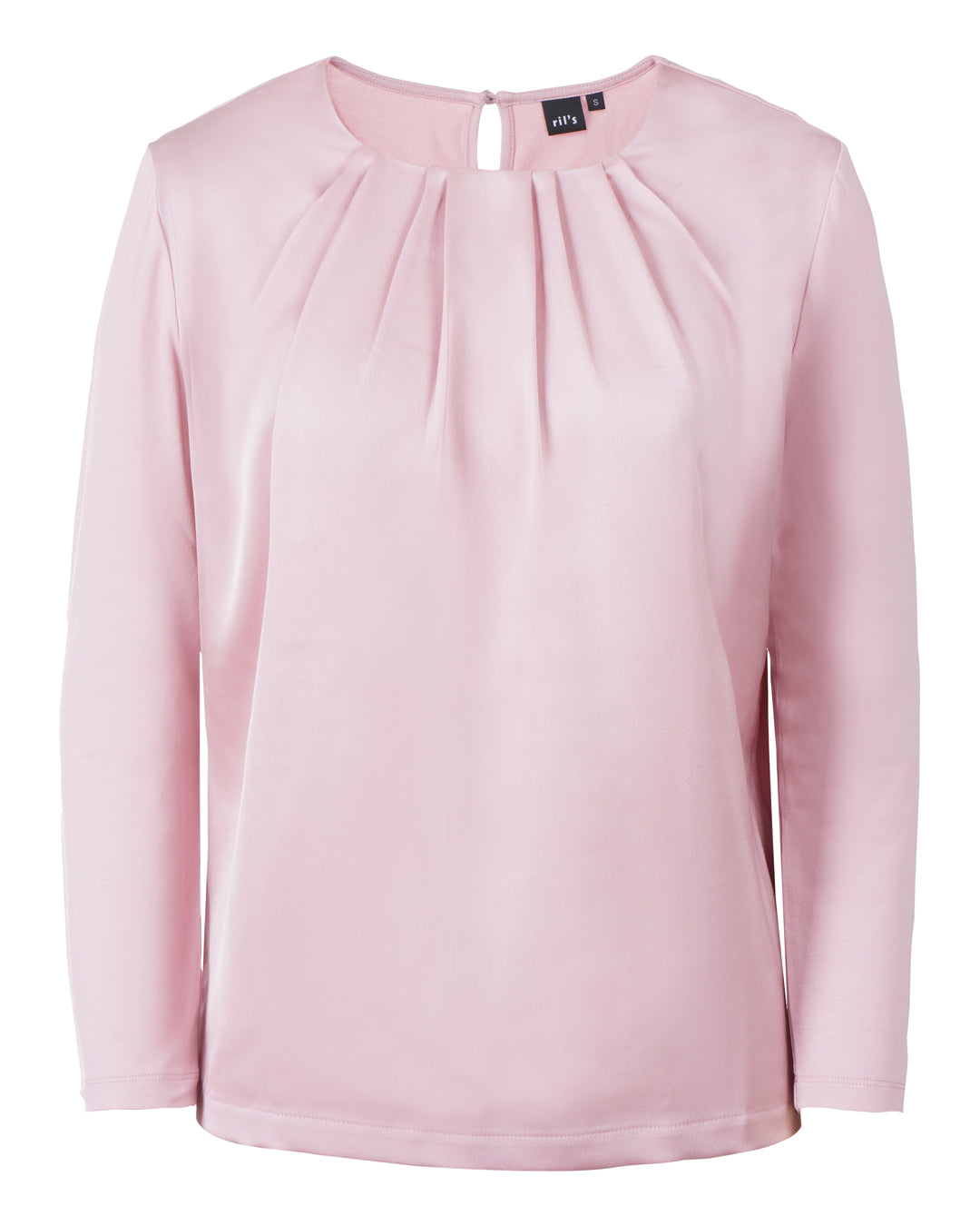 Ril's Silkig Blus med Plisserad Krage Lille1 Rosa