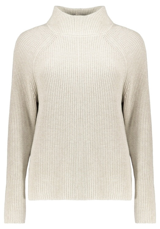 Bloomings Stickad Tröja med Mock Neck Beige