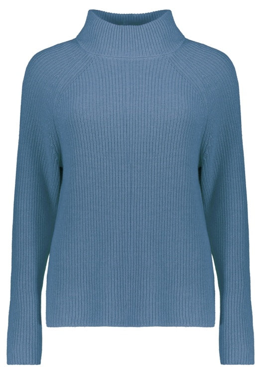 Bloomings Stickad Tröja med Mock Neck Blå