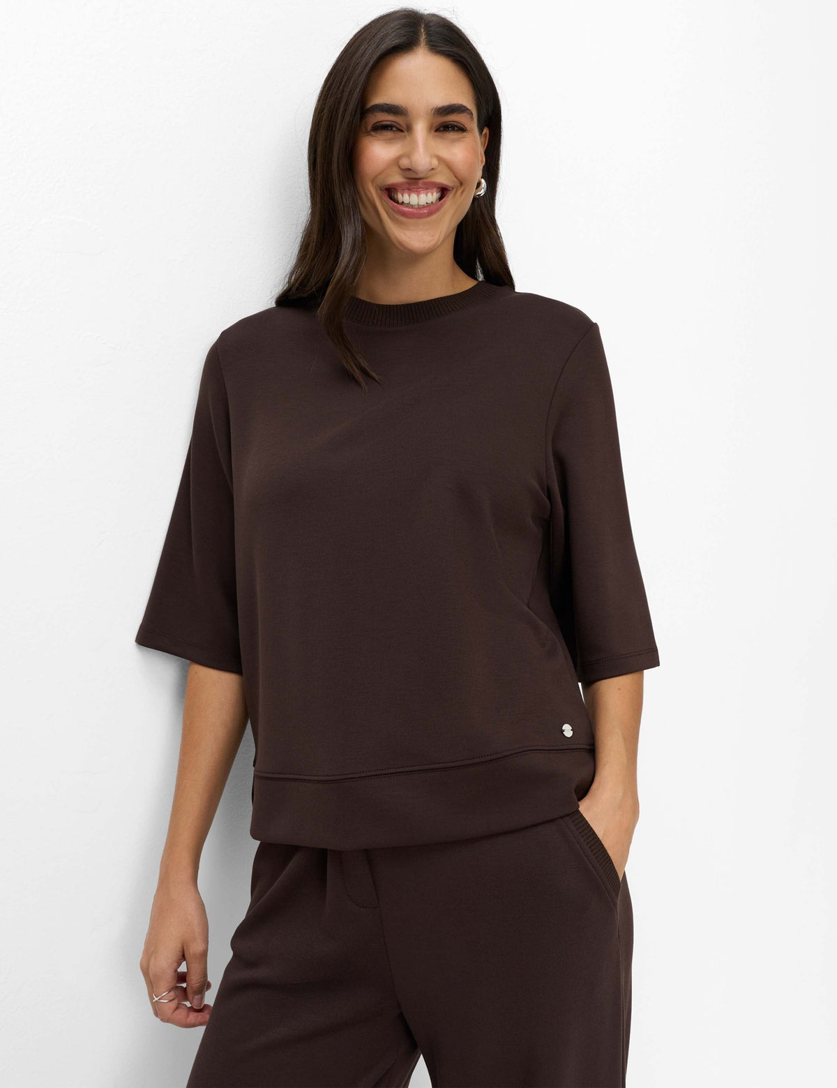 Brax BERTA M 3/4-Ärmad Sweatshirt Mörkbrun