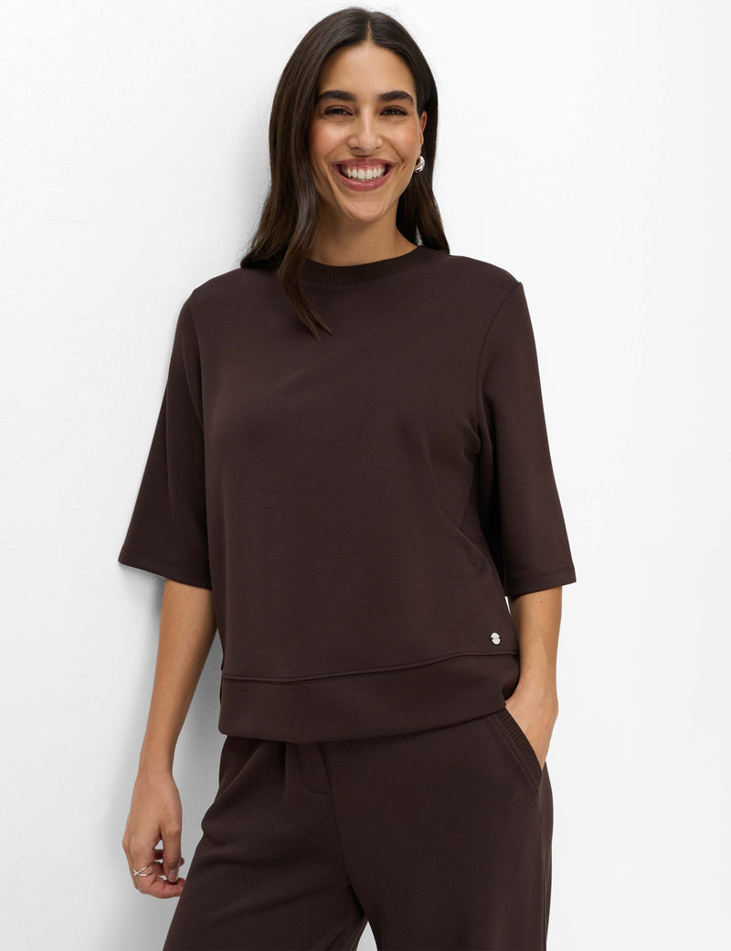 Brax BERTA M 3/4-Ärmad Sweatshirt Mörkbrun