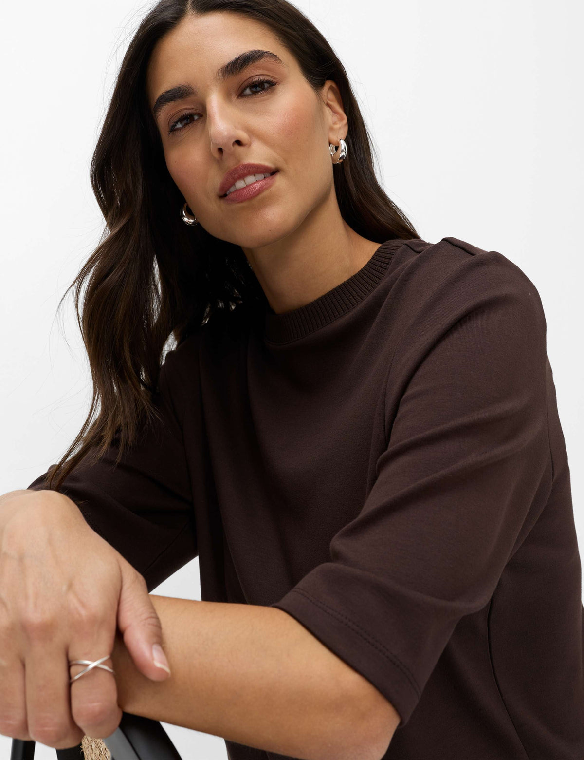 Brax BERTA M 3/4-Ärmad Sweatshirt Mörkbrun