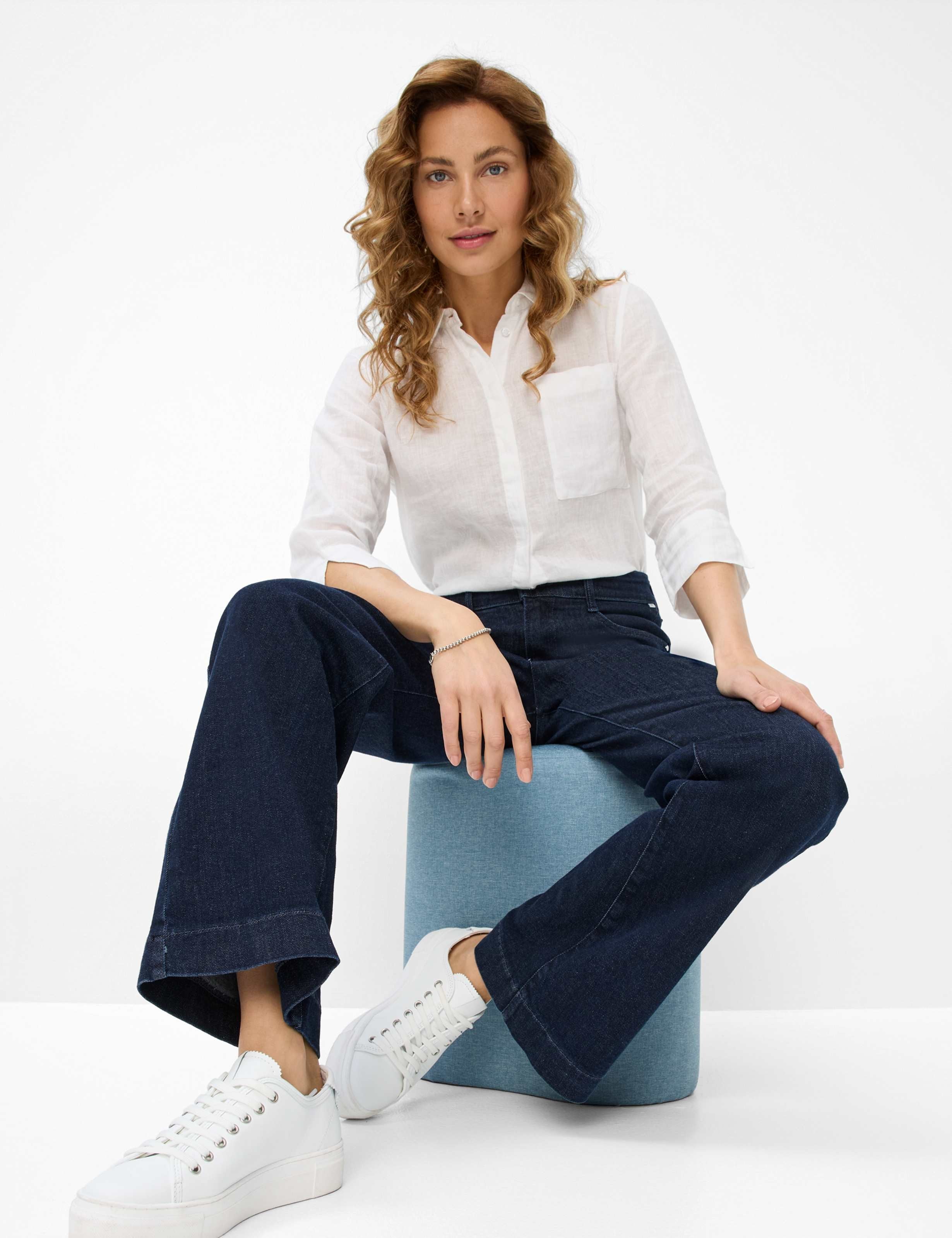 Brax MAINE Magic Denim Wide Leg Normal Jeans Mörkblå