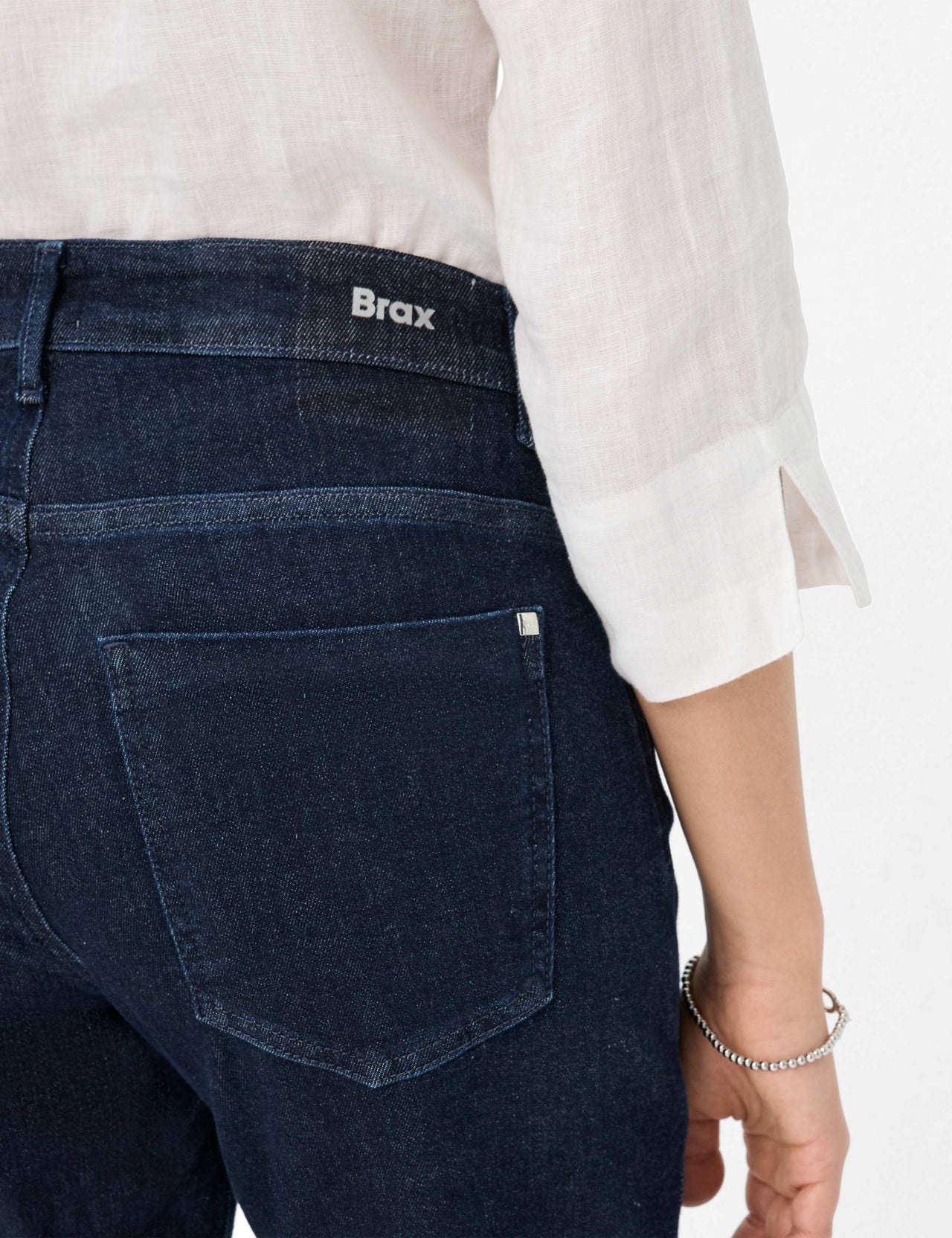 Brax MAINE Magic Denim Wide Leg Kort Jeans Mörkblå