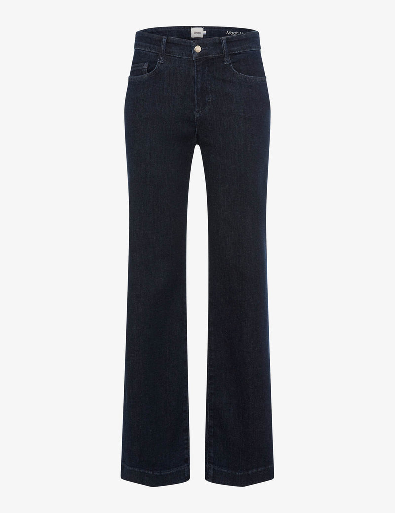 Brax MAINE Magic Denim Wide Leg Kort Jeans Mörkblå