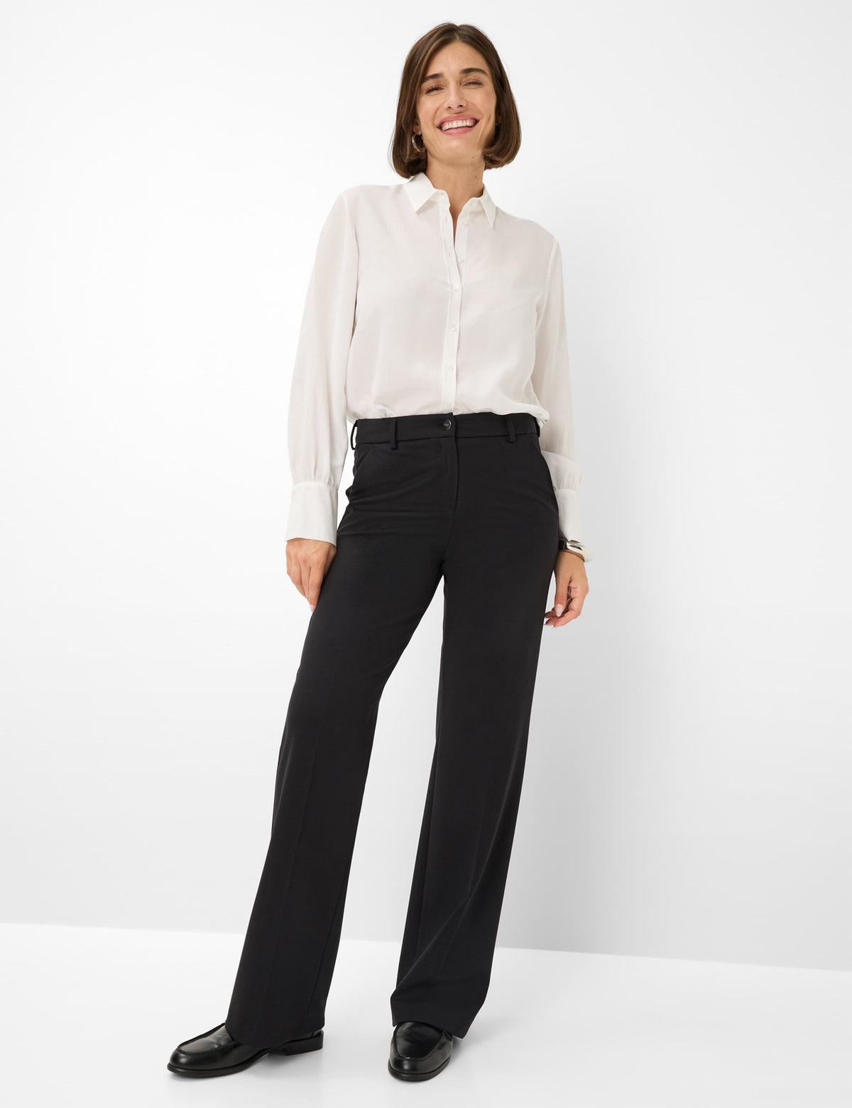 Brax MAINE Palazzobyxor med Pressveck Svart