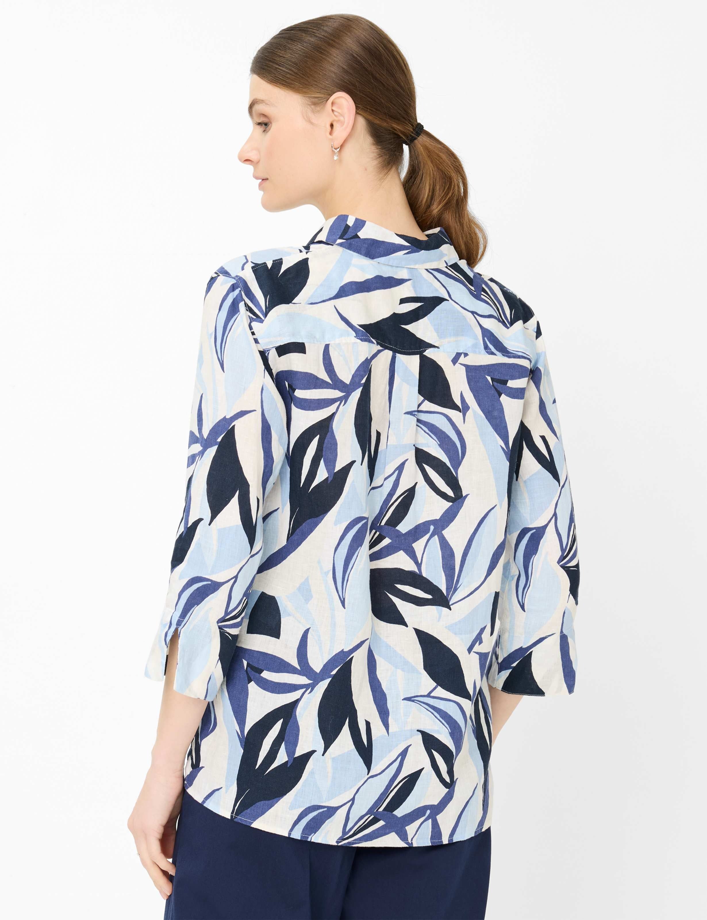 Brax Skjortblus i Ren Linne Vicki Marinblå