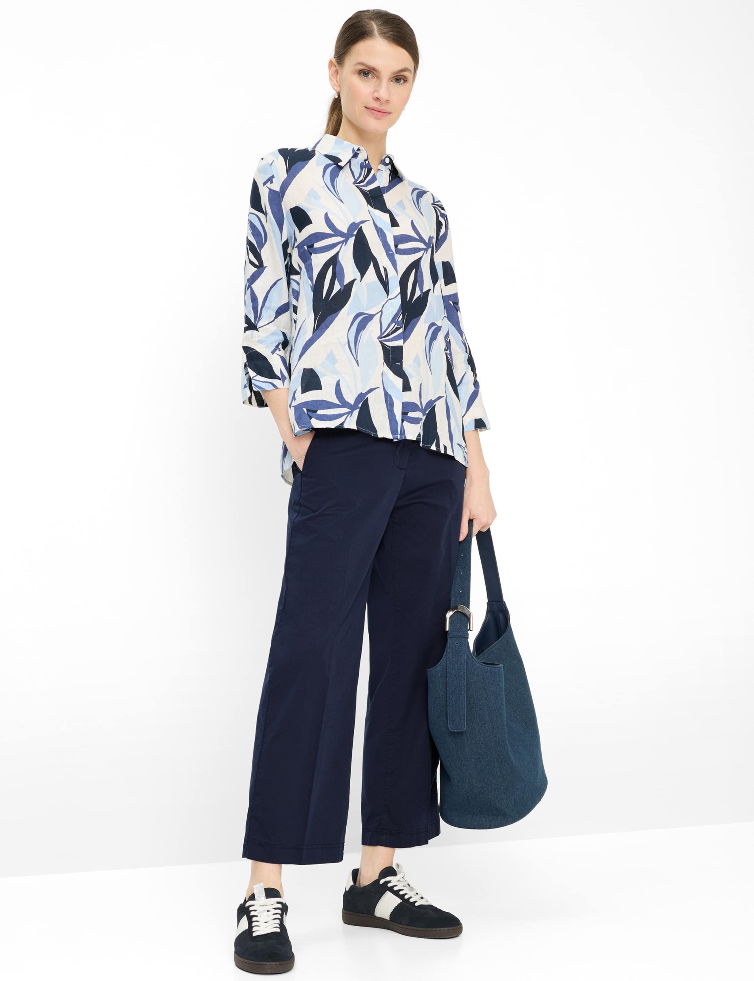 Brax Skjortblus i Ren Linne Vicki Marinblå