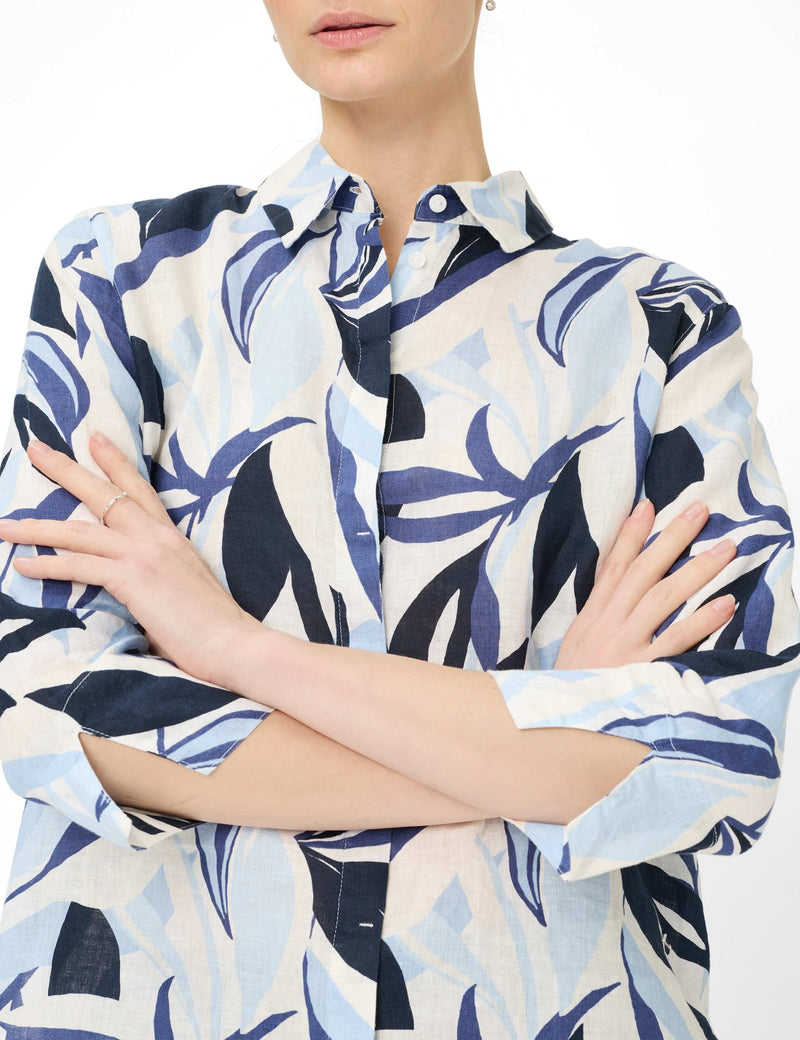 Brax Skjortblus i Ren Linne Vicki Marinblå