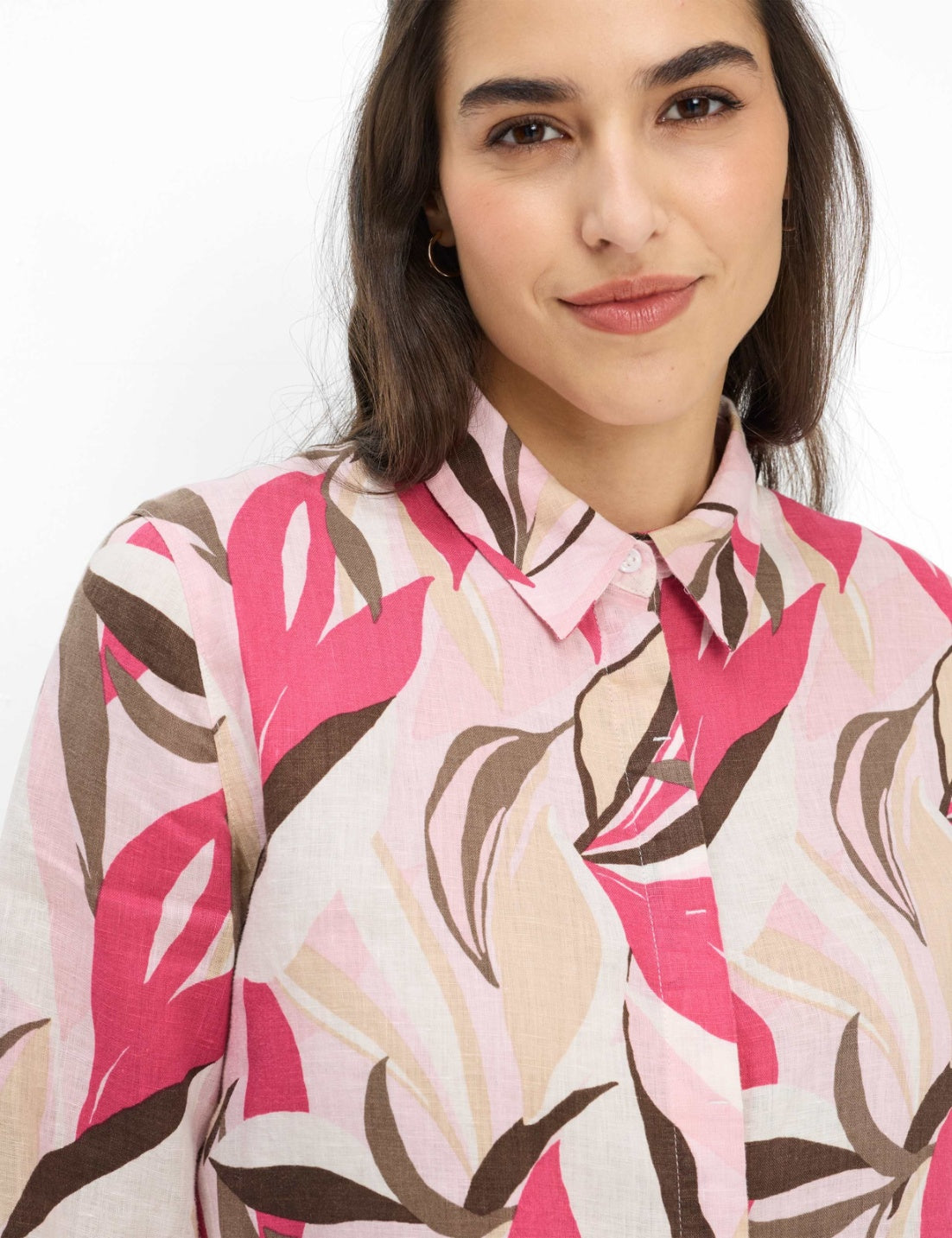 Brax Skjortblus i Ren Linne Vicki Rosa