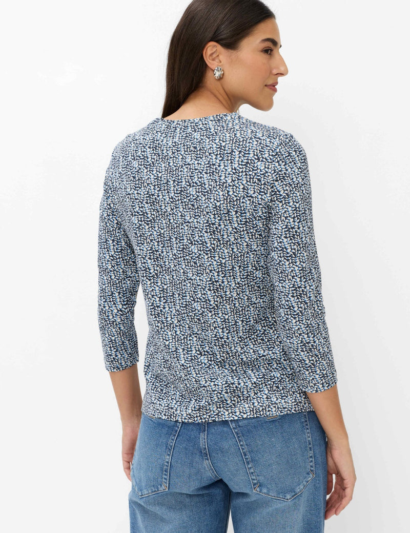 Brax Style Carina M Mönstrad T-shirt med 3/4-ärm Blå