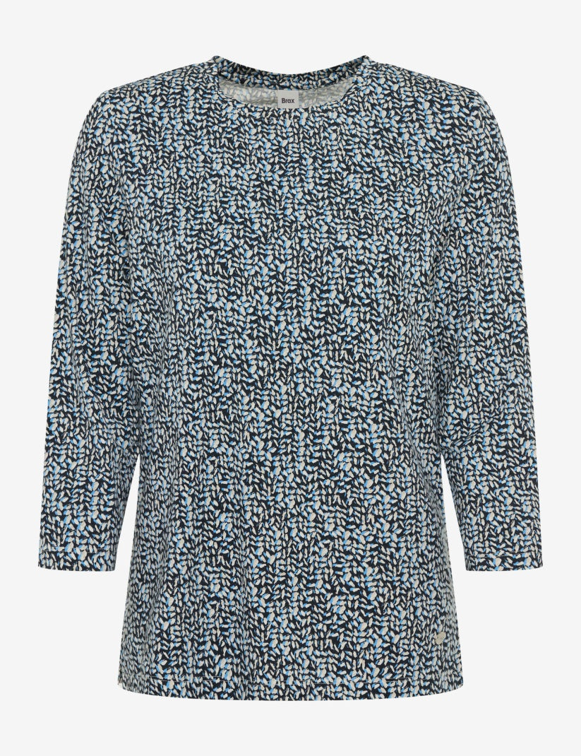 Brax Style Carina M Mönstrad T-shirt med 3/4-ärm Blå