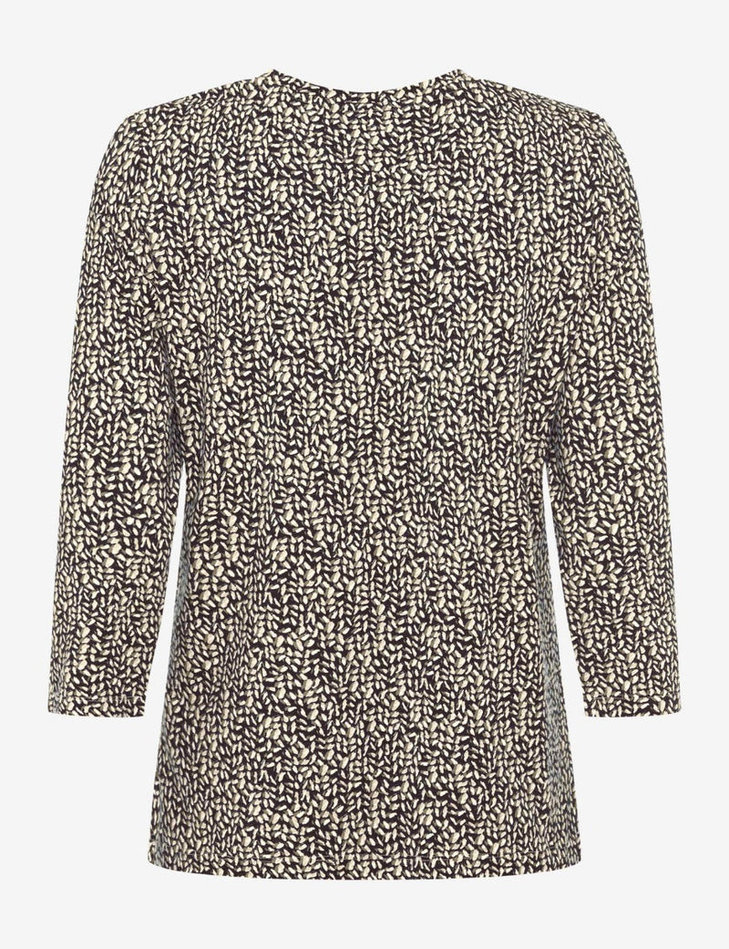 Brax Style Carina M Mönstrad T-shirt med 3/4-ärm Ljusbrun
