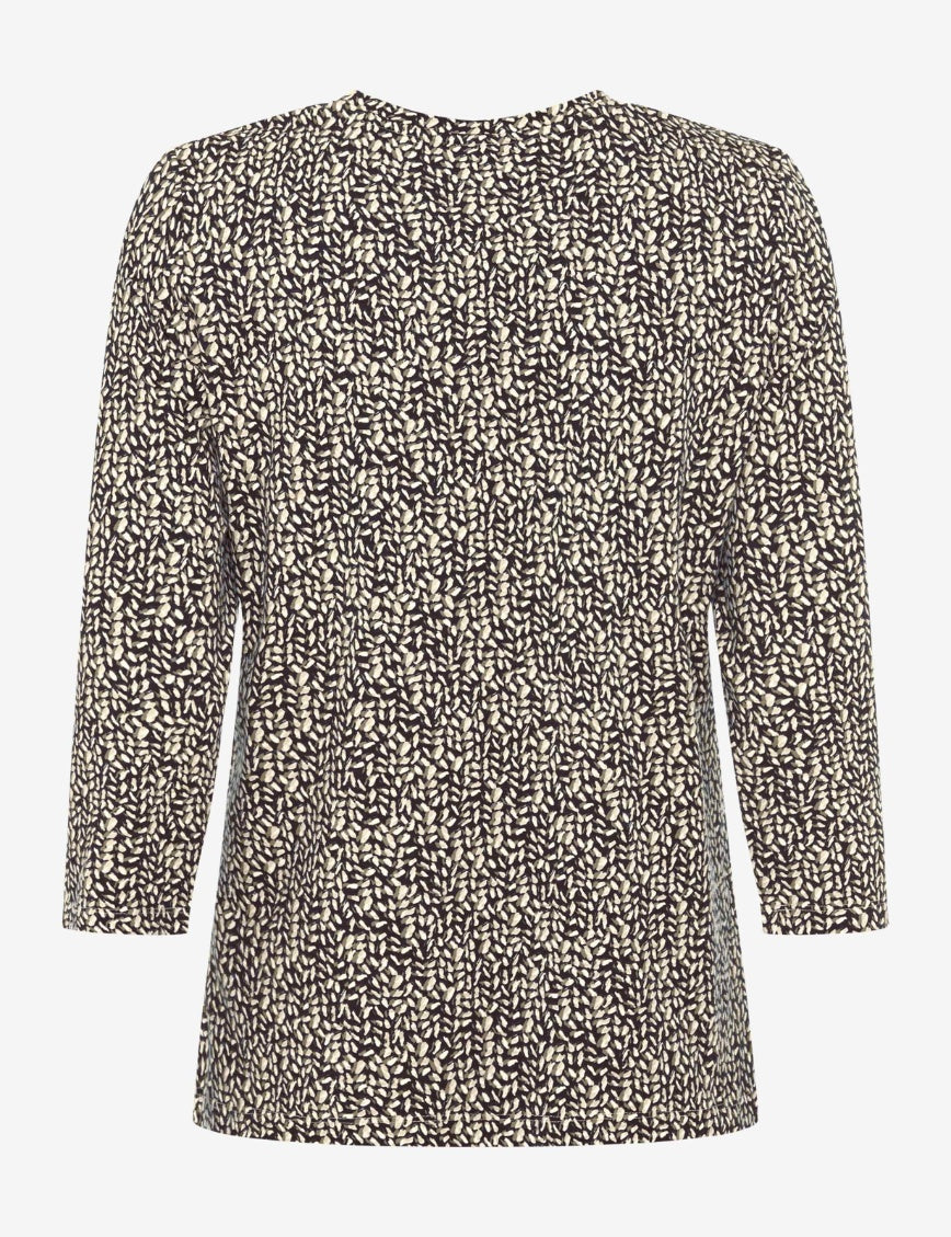 Brax Style Carina M Mönstrad T-shirt med 3/4-ärm Ljusbrun