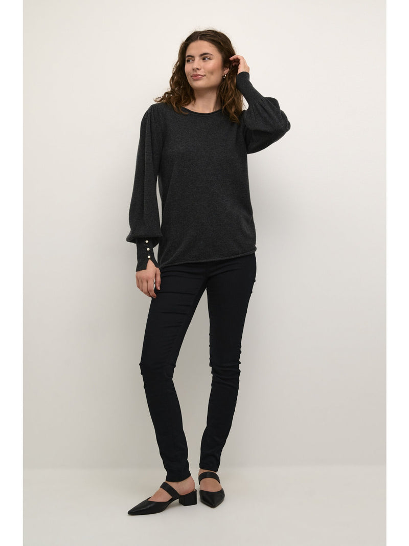 CULTURE Allie Pearls Tröja Grey Melange